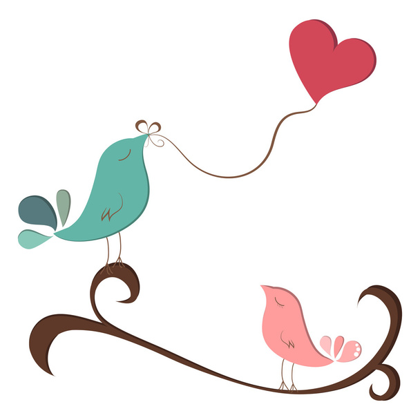 Beautiful birds in love - Vector, Image