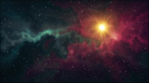 Lone grote ster flikkeren glans in zachte nevel van bewegende sterren nacht hemel animatie achtergrond nieuwe kwaliteit natuur schilderachtige cool kleurrijke lichte videobeelden - Video