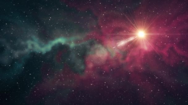 ソフトの移動星雲の輝きをちらつき大きなローンスター星夜空アニメーション背景新しい品質自然風光明媚なクールなカラフルな光のビデオ映像 - 映像、動画