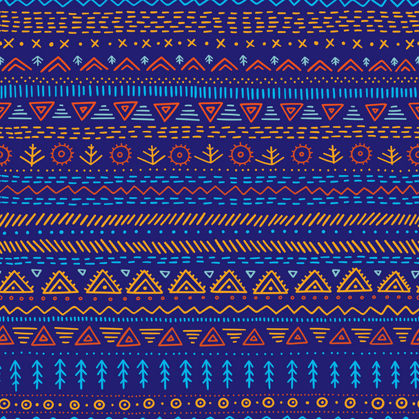 Vector seamless pattern with ethnic tribal hand-drawn trendy orn - Vector, Image