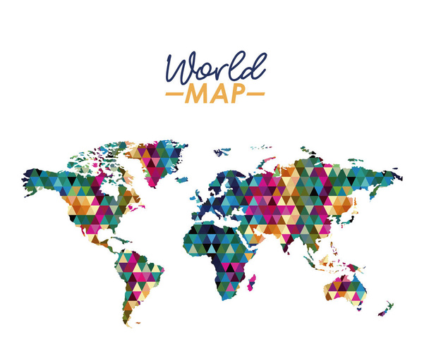 mapa do mundo em silhueta geométrica forma colorida
 - Vetor, Imagem