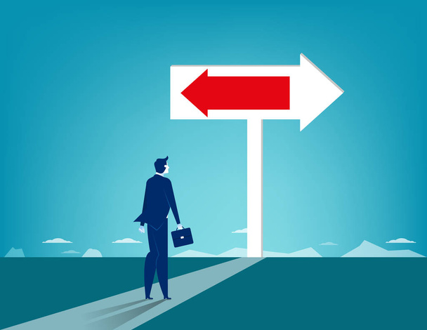Direction. Businessman standing and confused direction. Concept  - Vector, Image
