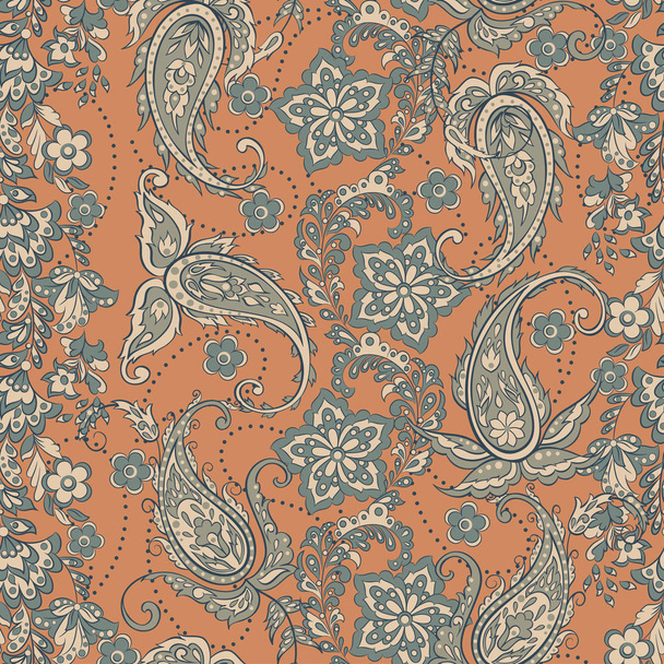 Paisley floral seamless pattern - Vector, Image