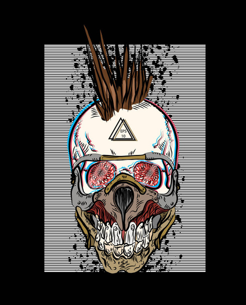 Cool skull punk print for t-shirt. Punk rock music. Steampunk style. Poster for a concert.  Vector illustration EPS10. - Vector, Image