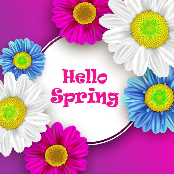 Színes tavaszi háttér, gyönyörű virágok. Vektor szeretnénk - Vektor, kép