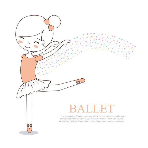 ballet niña bailando con estrellas decoración
 - Vector, Imagen
