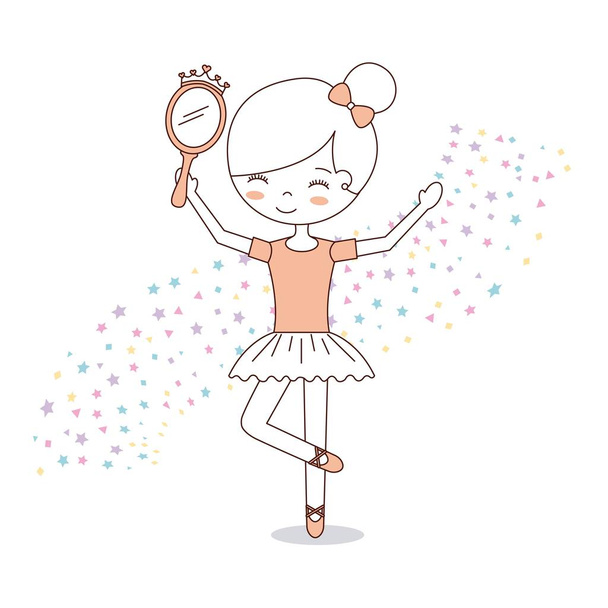 ballet little girl dancing with stars decoration - Vector, Image