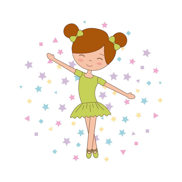 Ballet meisje dansen met sterren decoratie - Vector, afbeelding