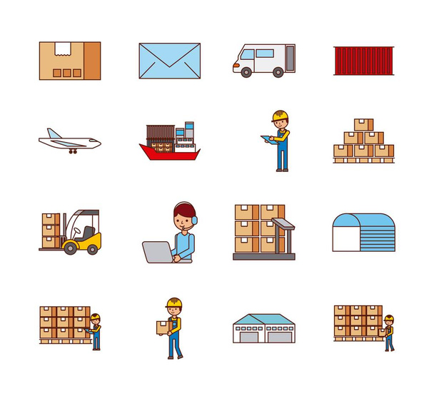 ensemble d'icônes livraison logistique boîtes de transport de courrier
 - Vecteur, image