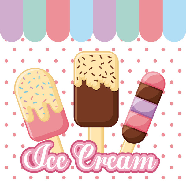 ice cream delicious cartoon - Vektor, kép
