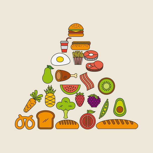 Ilustração da pirâmide alimentar
 - Vetor, Imagem