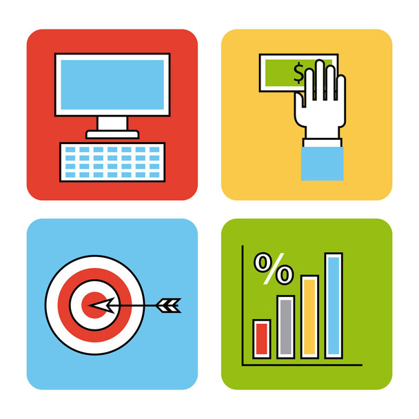 icons set analytic and investments - Vector, Image
