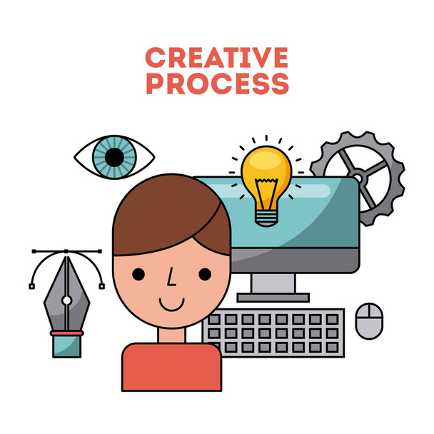 kreativer Prozess flache Illustration - Vektor, Bild