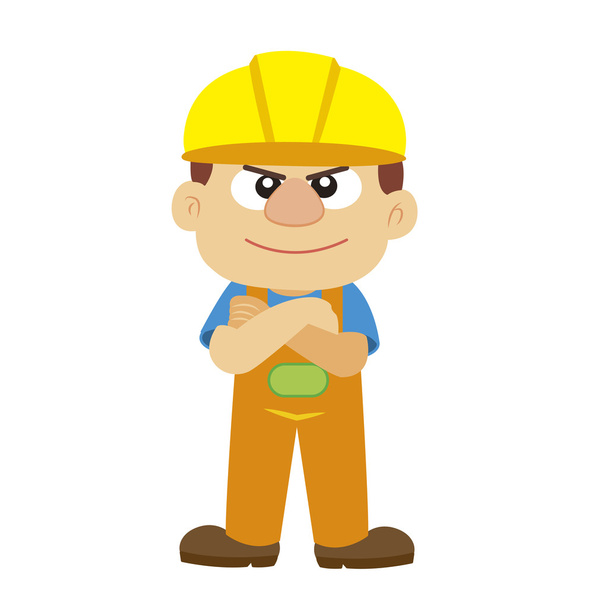 Vector illustration of a builder in yellow helmet - Vector, Image