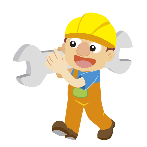 Vector illustration of a builder in yellow helmet - Vettoriali, immagini