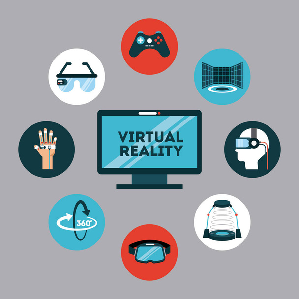icons set virtual reality - Vector, Image