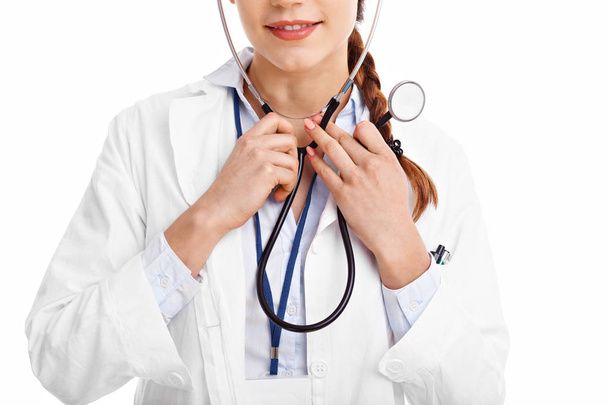 Woman doctor isolated over white background - Zdjęcie, obraz