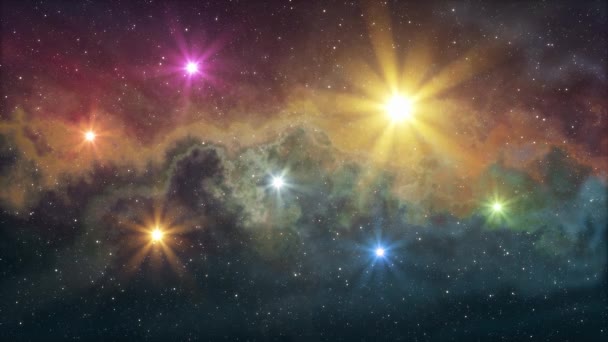 siete estrellas de color arco iris parpadeando brillan en suave movimiento nebulosa noche cielo animación fondo nueva calidad naturaleza escénico fresco colorido agradable luz vídeo metraje
 - Metraje, vídeo