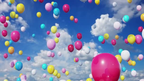 Luftballons am Himmel. 3D-Darstellung - Filmmaterial, Video