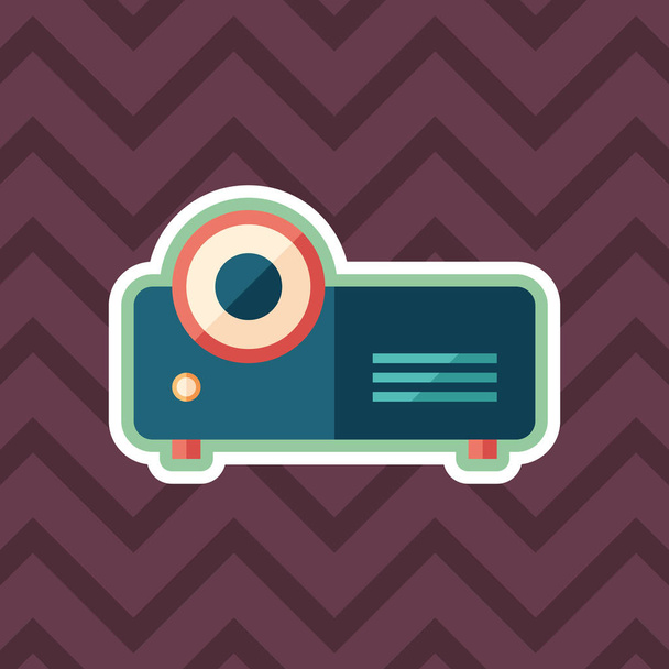 Video projector sticker flat icon with color background. - Vektor, Bild
