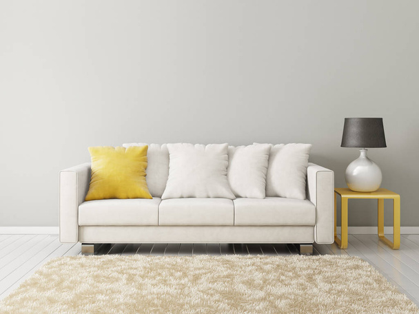 modern living room  with sofa and lamp. scandinavian interior design furniture - Photo, image