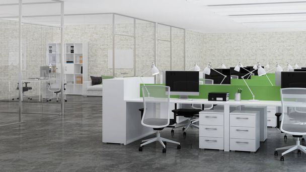 Büroräume. Gestaltung des Büros. 3D-Darstellung. - Foto, Bild