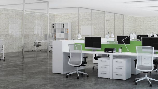 Büroräume. Gestaltung des Büros. 3D-Darstellung. - Foto, Bild