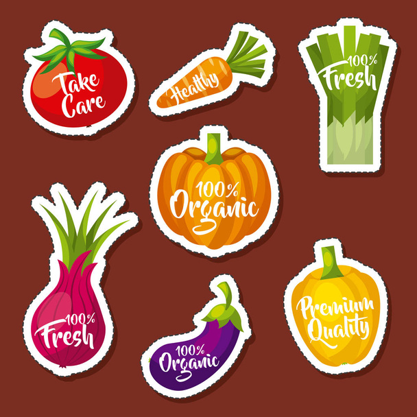 gezonde biologische vegetarische voeding gerelateerde pictogrammen afbeelding - Vector, afbeelding