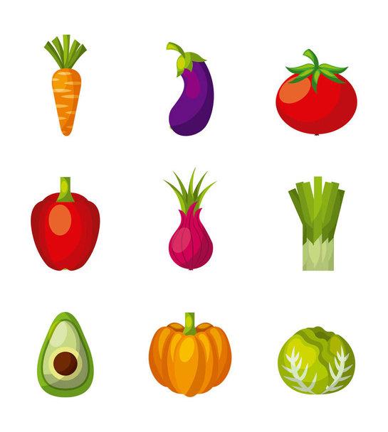 healthy organic vegetarian foods related icons image - Vetor, Imagem