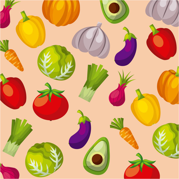 alimentos vegetarianos orgánicos saludables iconos relacionados imagen
 - Vector, imagen