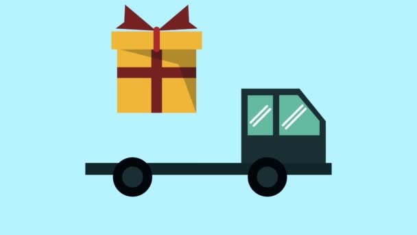 Gift boxes on delivery truck HD animation - Кадри, відео