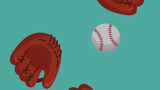 Baseball gloves and balls raining HD animation - Filmagem, Vídeo