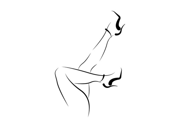 セクシーな美脚の女性は、かかとの高い靴、会社ロゴのベクトル シルエット描画スタイル、分離ベクトル図をスケッチやホワイト バック グラウンド  - ベクター画像