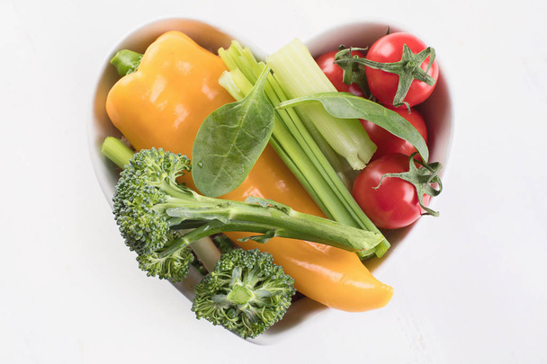Raw organic vegetables. Detox diet. Healthy food concept. Top view - Zdjęcie, obraz