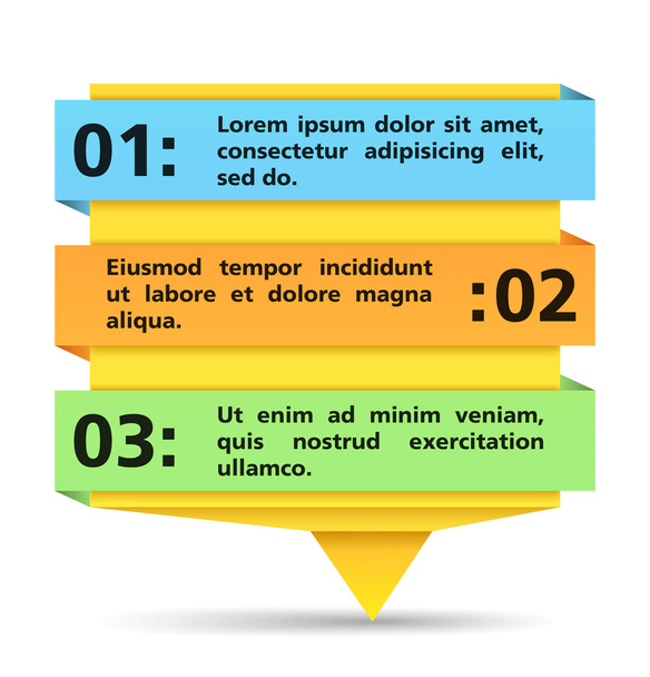 Banner de origami con tres cintas
 - Vector, Imagen