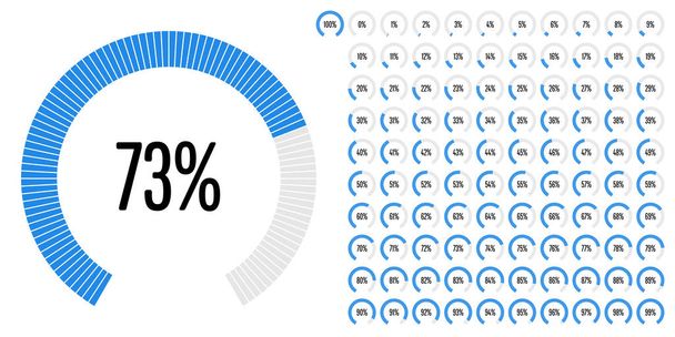 Ensemble de diagrammes circulaires de pourcentage du secteur de 0 à 100 prêts à l'emploi pour la conception web, interface utilisateur (UI) ou infographie - indicateur avec bleu
 - Vecteur, image