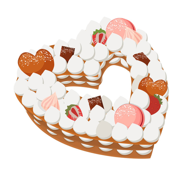 Heart cake with different topping - Vetor, Imagem
