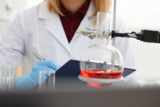 Female chemist in the laboratory of biological - Фото, изображение