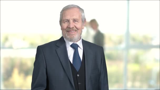 Successful elderly businessman, blurred background. - Footage, Video