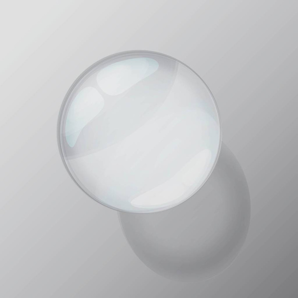 Transparante drop met schaduw op grijze achtergrond - Vector, afbeelding