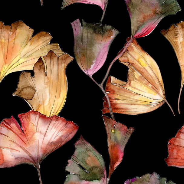 Ginkgo levelek minta akvarell stílusú. - Fotó, kép