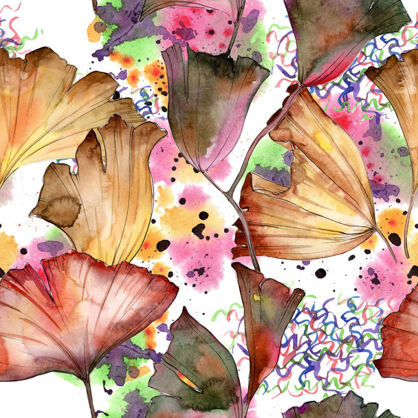 Ginkgo leaves pattern in a watercolor style. - Foto, immagini
