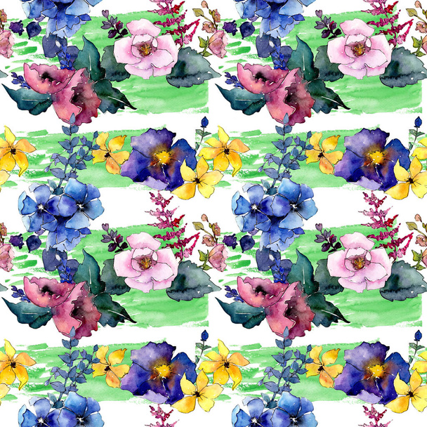 Bouquet flower pattern in a watercolor style. - Фото, зображення