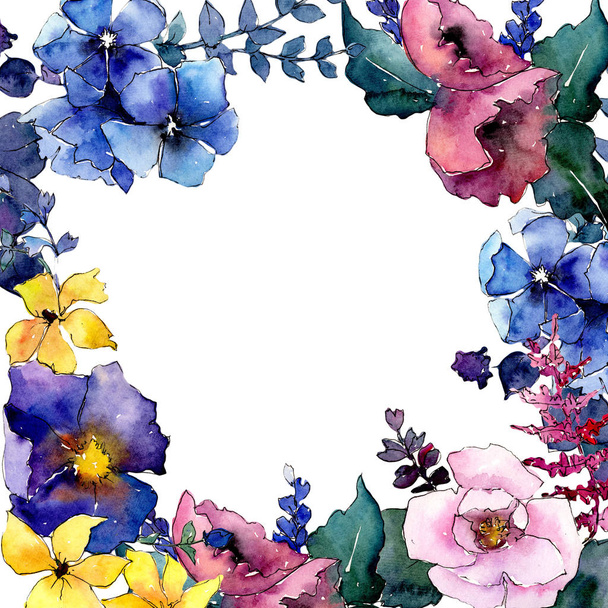 Bouquet cadre de fleurs dans un style aquarelle
. - Photo, image