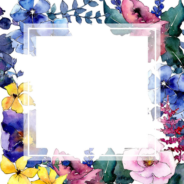 Bouquet cornice floreale in stile acquerello
. - Foto, immagini