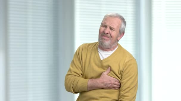 Elderly man suffering from heart ache. - Footage, Video