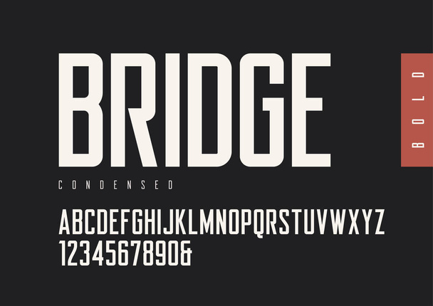 Condensed bold retro sans serif. Vector typefaces, uppercase alp - Vektor, Bild