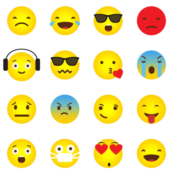 Emoji ikony s emocionální tváří - Vektor, obrázek