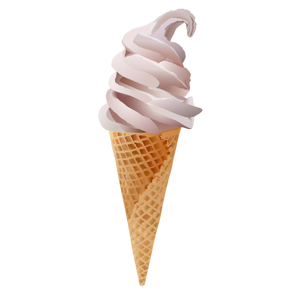 Ice cream in a waffle cone - Vector, afbeelding