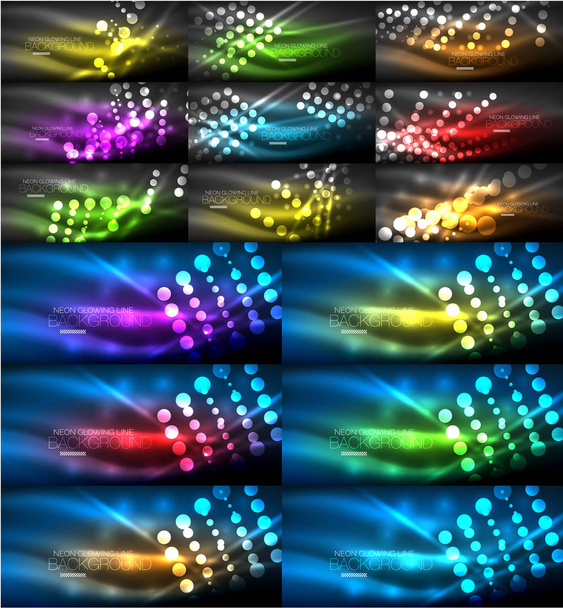 Neon glühendes Licht abstrakte Hintergründe Sammlung, Mega-Satz von Energie magische Konzept Hintergründe - Vektor, Bild